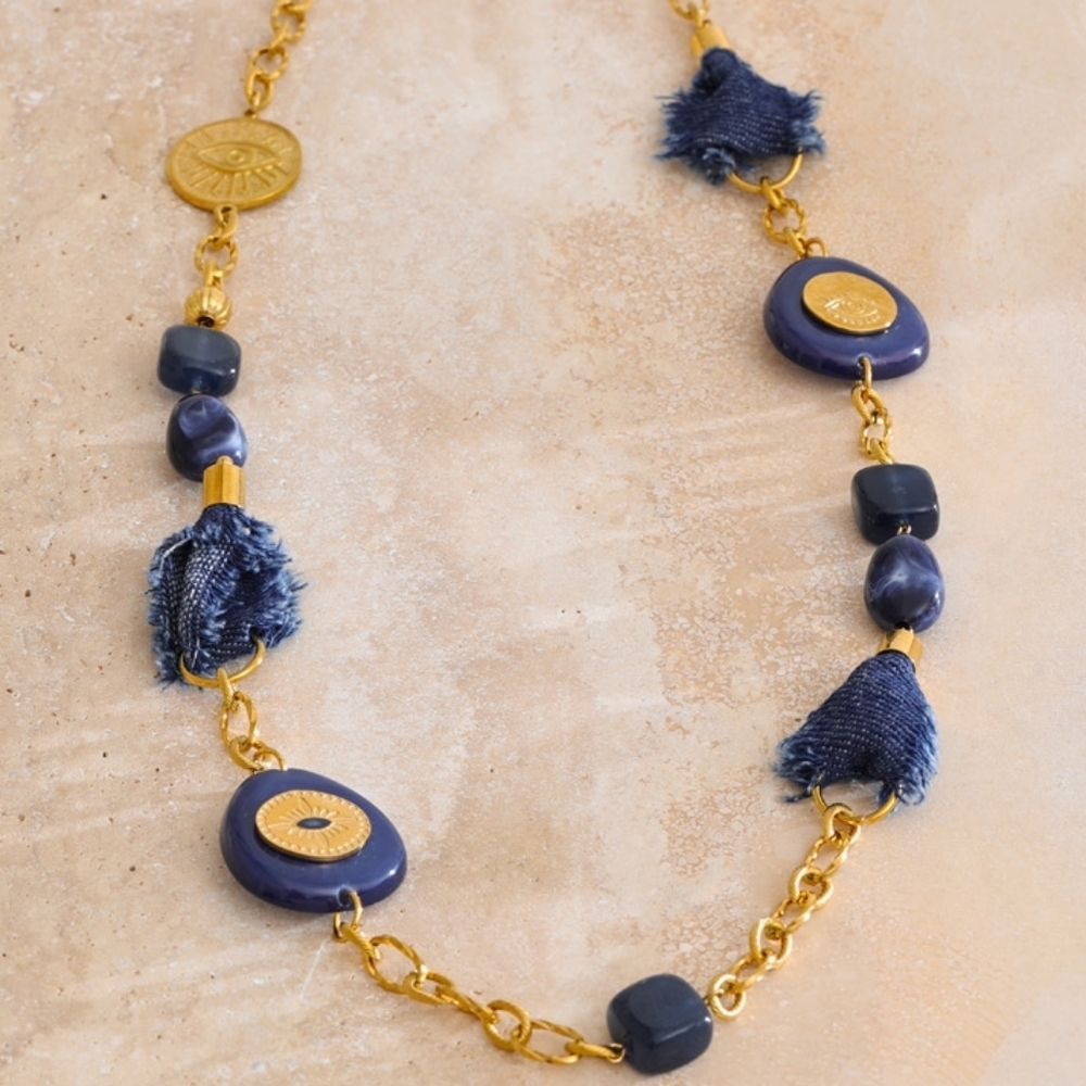 Gold Denim Tassel Necklace | NWOT